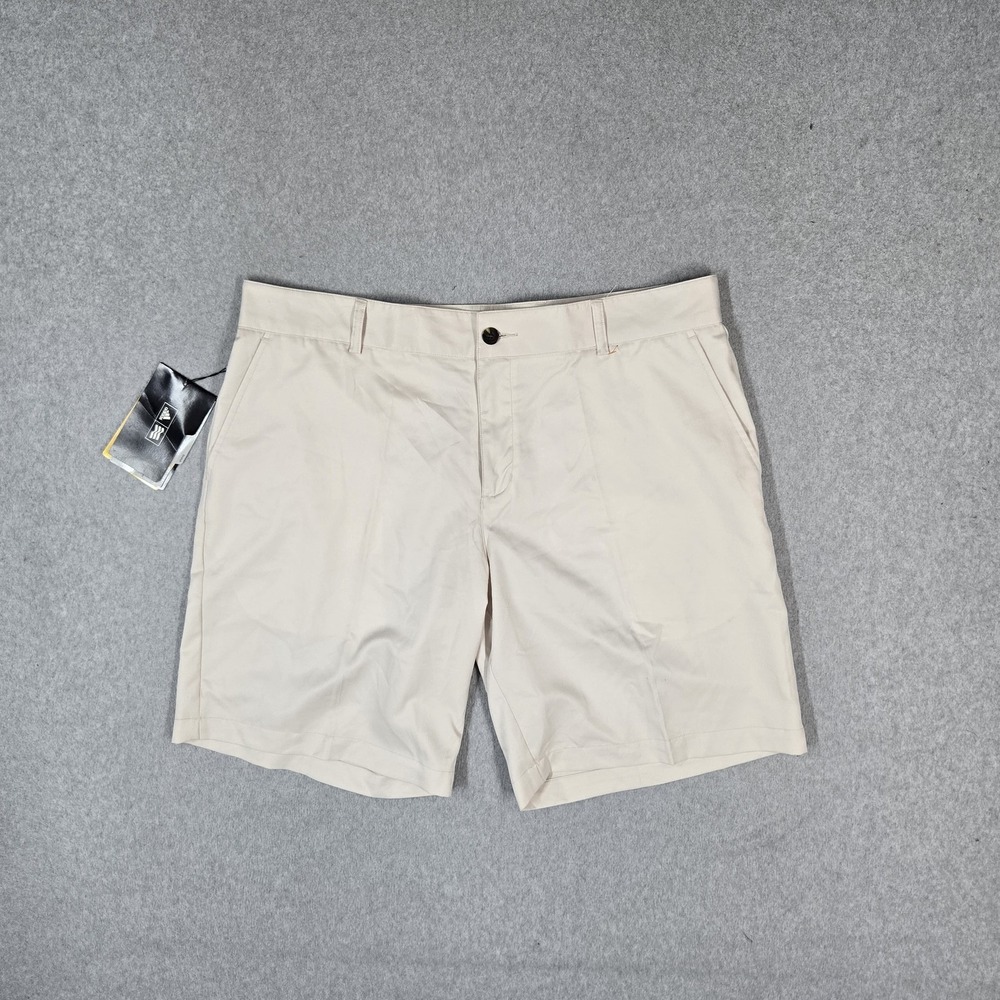 Adidas Men Shorts 38 Beige Embroidered Chino Climalite Golf Shorts Logo 10" NWT